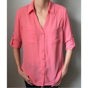 EXPRESS PORTOFINO Pink Button Blouse Long Sleeve - Small